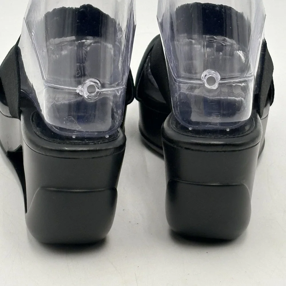 Calvin Klein Black Ying Sz 7 Stretchy Strap Open Platform Sandals Y2K 90s Slipon